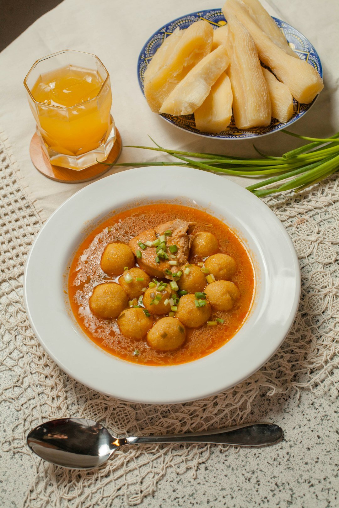 Plated traditional Czech goulash with bread dumpling slices
