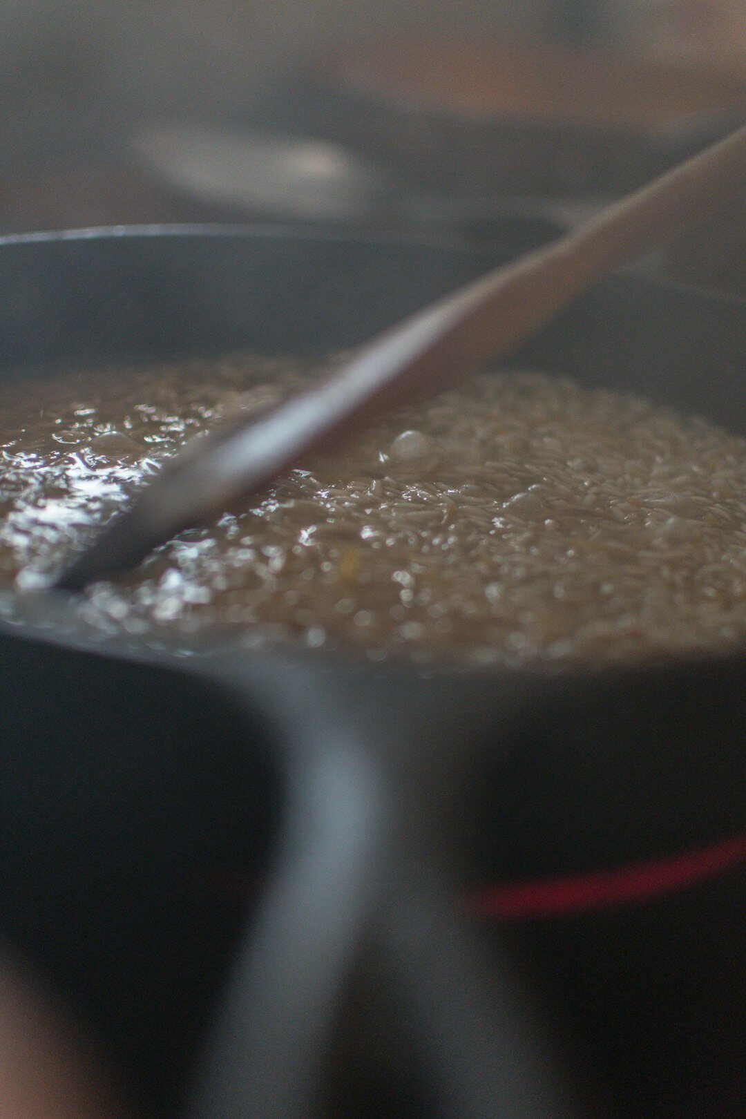 mushroom risotto cooking